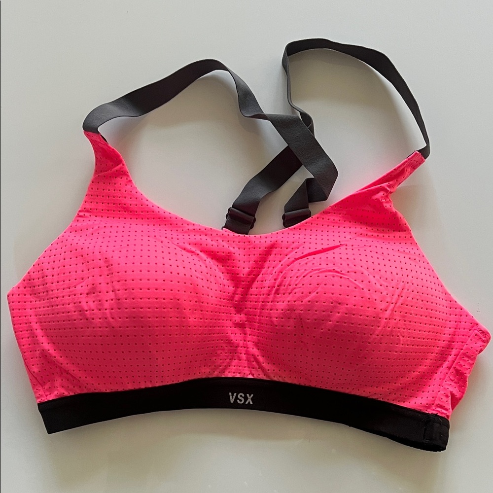 VSX Neon Pink Sports Bra with Black Straps